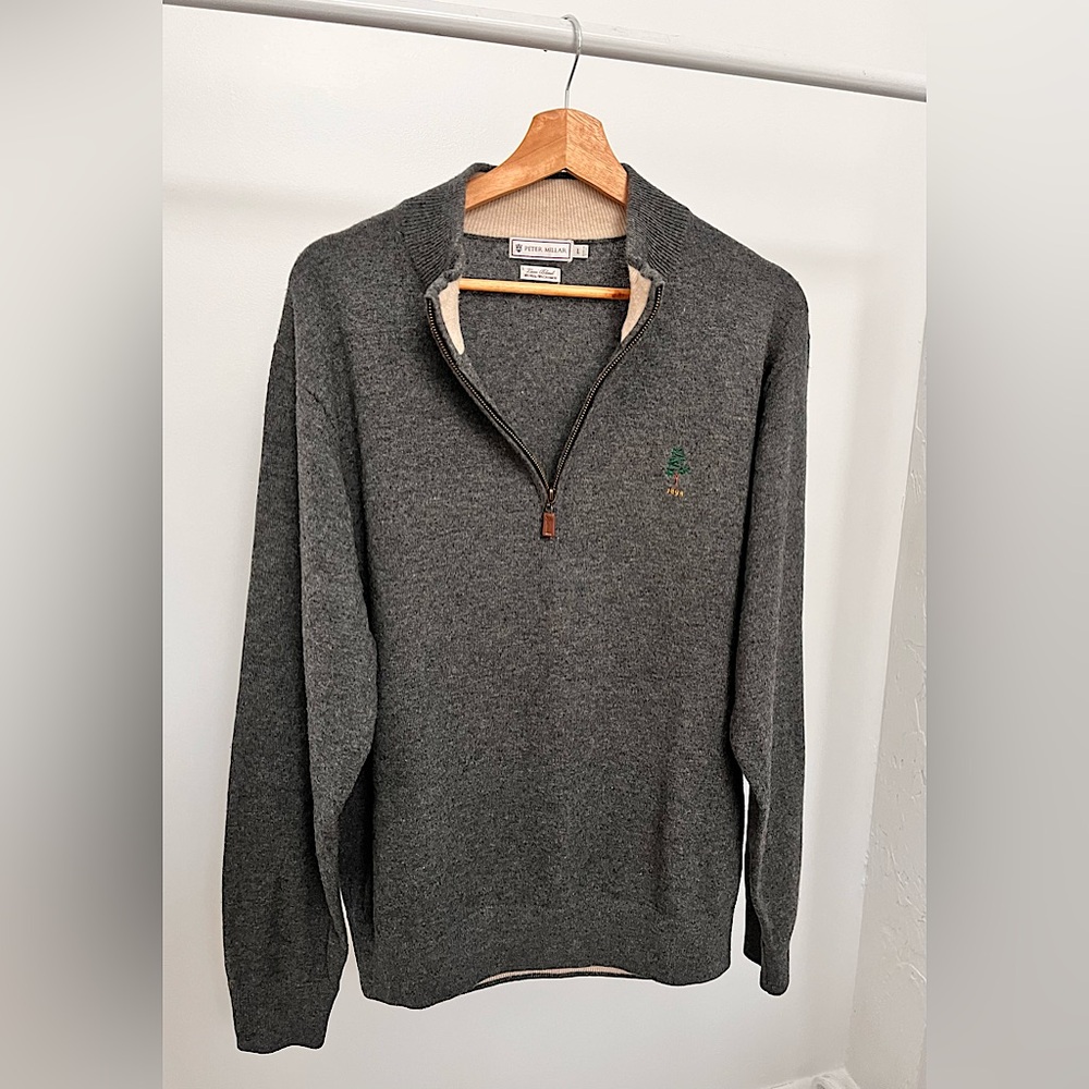 ❌sold❌Peter Millar Sweater Luxe Blend Golf Wool Cashmere Gray Quarter-Zip Large